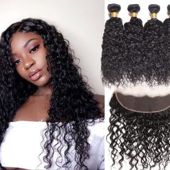 Brazilian Water Hair 4 Bundles With Lace Frontal Closure Deals