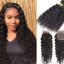 Brazilian Water Wave Hair Weave 4 Bundles With Lace Closure Deals