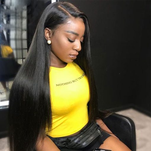 Peruvian Straight Hair 4 Bundles With Human Hair Lace Closure