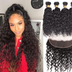 Peruvian Water Hair 4 Bundles With Lace Frontal Closure Deals