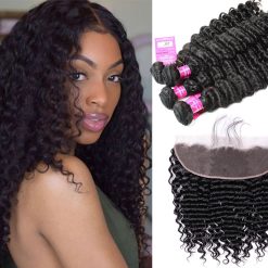 brazilian Deep wave Hair 4 Bundles With Lace Frontal