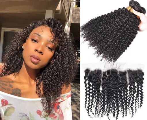 Ms Aloe Hair Long Indian Curly Wave 3 Bundles with Lace Front 13x4 Ear to Ear Lace Front Virgin Human Hair Curly Wave Unprocessed Human Hair Weave