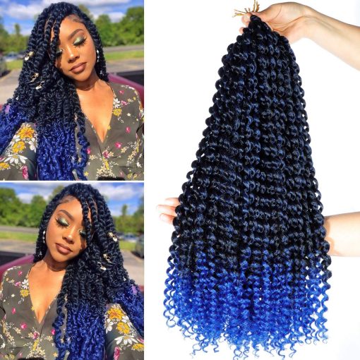 Passion Twist Hair Blue Ombre Water Wave Crochet Hair