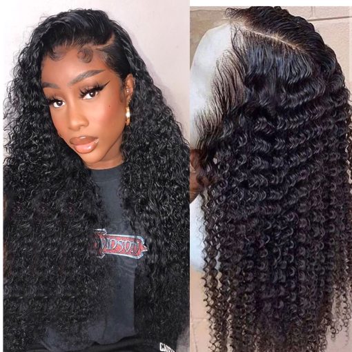 Deep Wave Full Lace Wig Virgin Human Hair Wigs For Women Deep Curly Pre Plucked with Baby Hair Natural Color