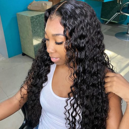 Glueless Water Wave Lace Closure Wig Human Hair Brazilian Virgin Hair Water Wave 4x4 Lace Closure Wig With Baby Hair