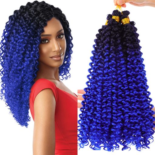Marlybob Water Wave Crochet Curly Hair 1B blue