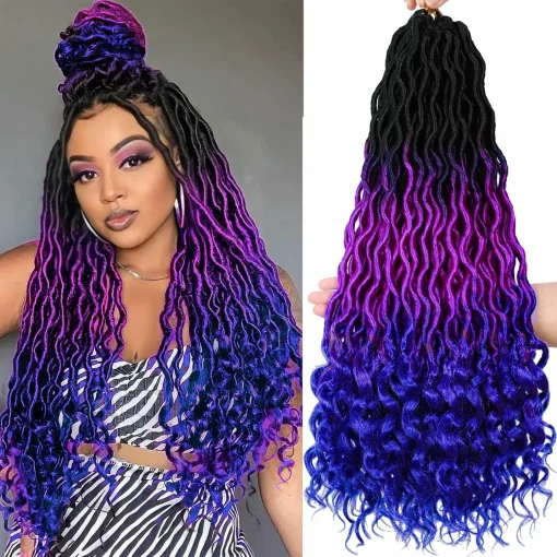 Ombre Purple Blue Faux Locs